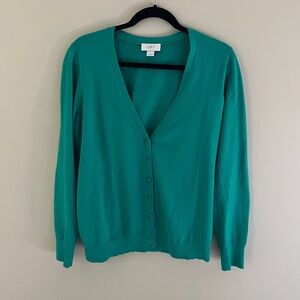 Green LOFT V Neck Cardigan